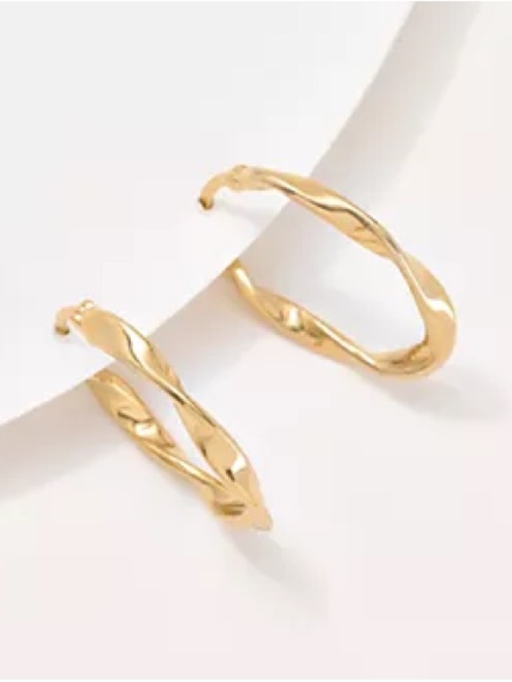 Christian James by Scott Grimes 14K Gold Clad 1" Oval Ripple Hoop Earrings